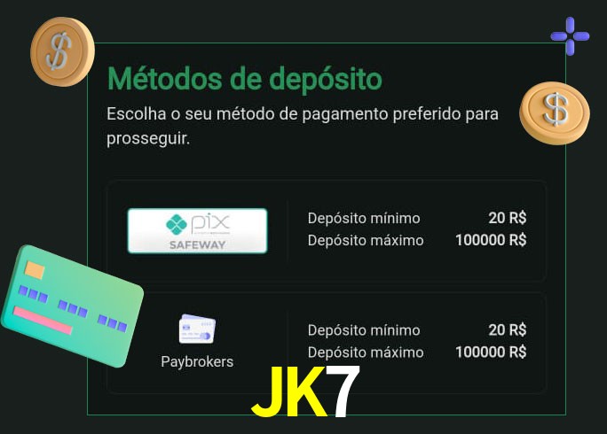 O cassino JK7 oferece uma grande variedade de métodos de pagamento